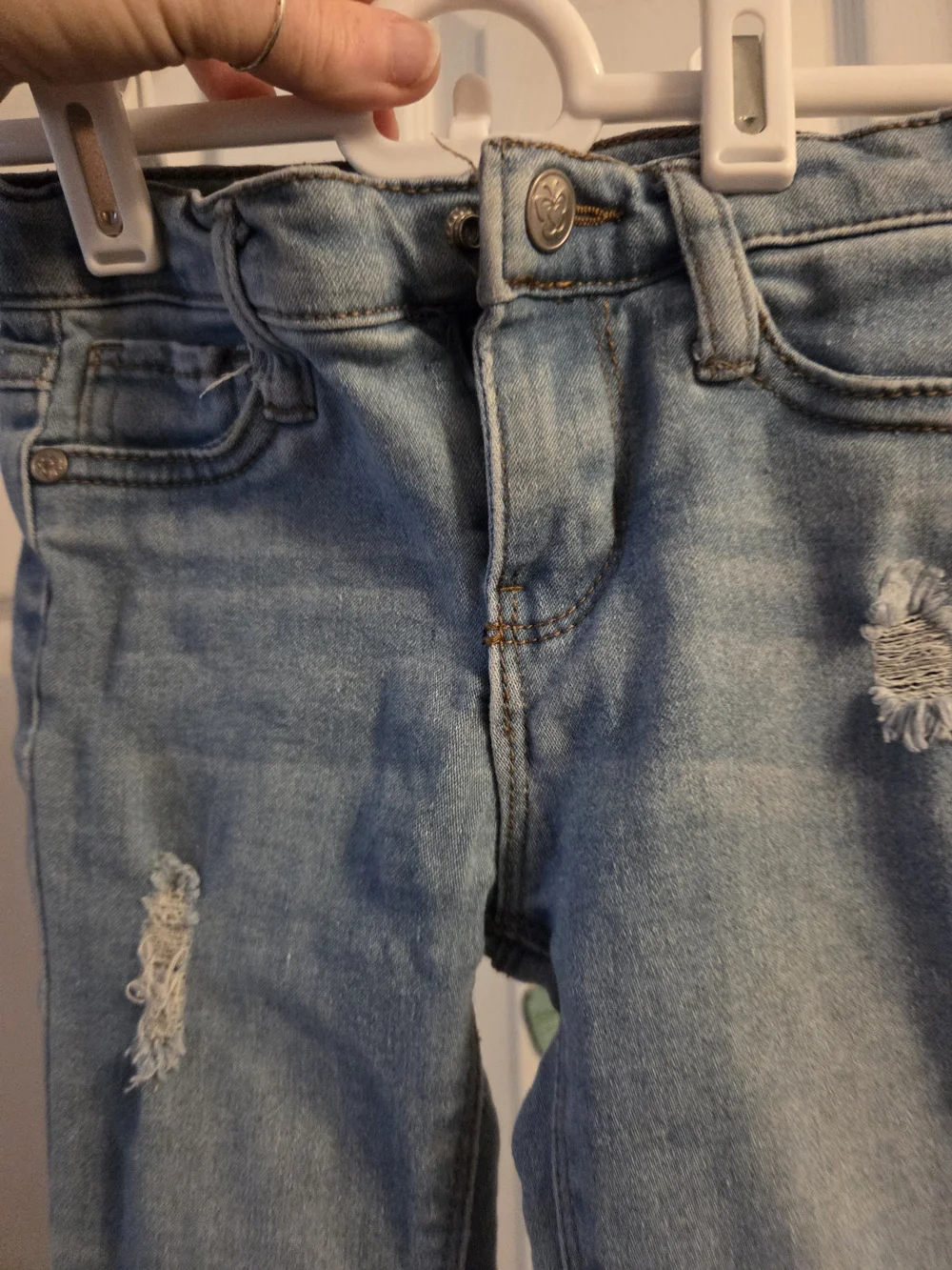 Beautees Light Blue Denim Jeans with Pink Bow Cat Patches 4 4t